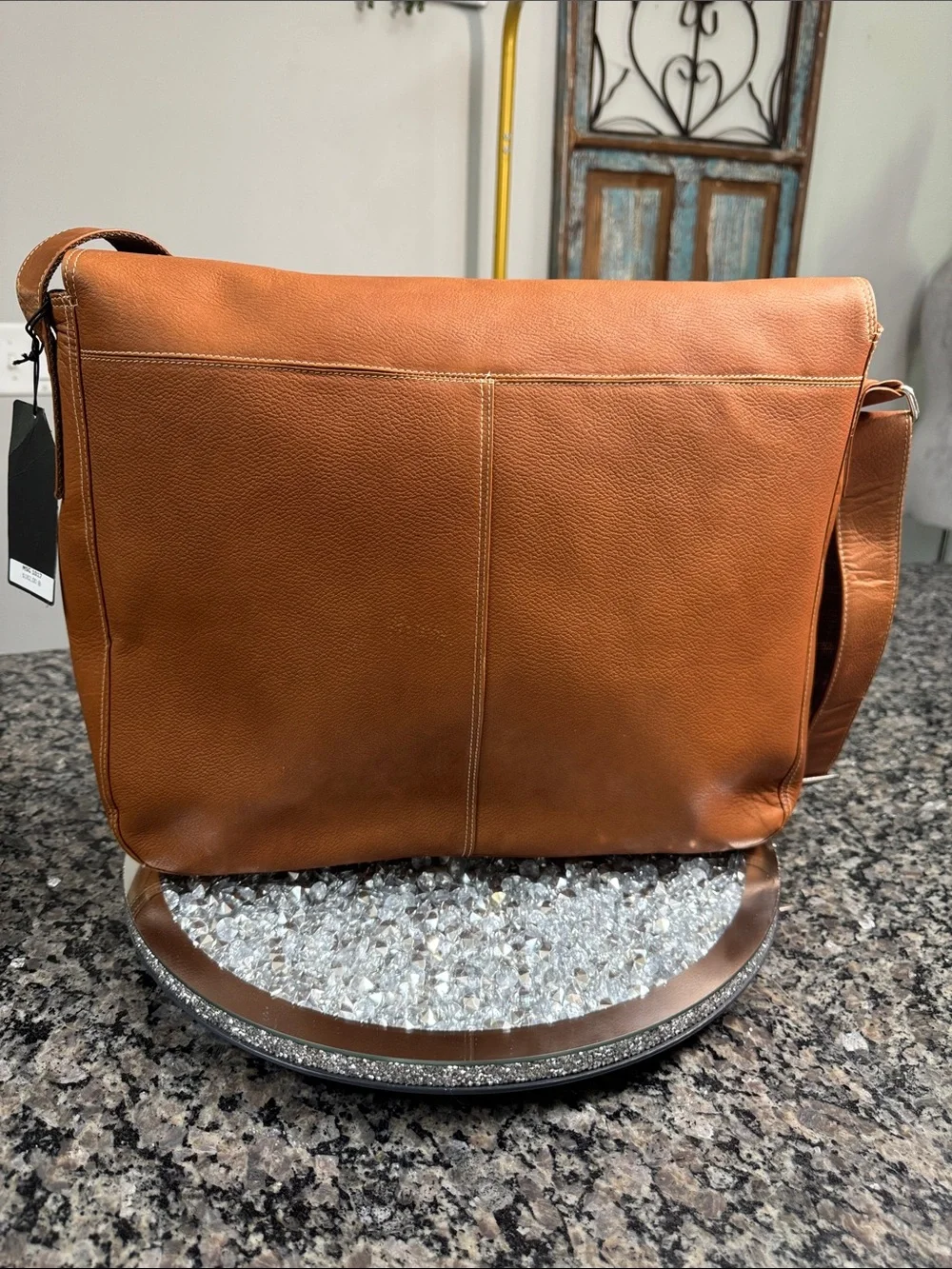 Bugatti Men's Leather Messenger Bag in Cognac Brown NWT